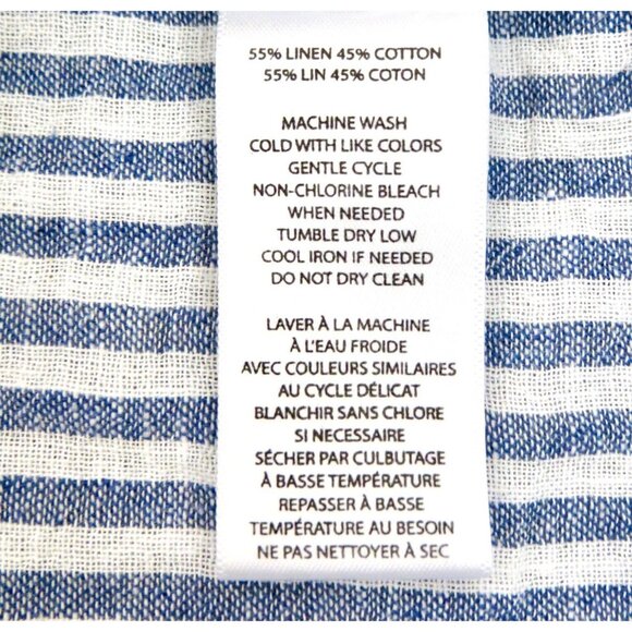 NEW! BEACH LUNCH LOUNGE Striped Button Front Shirt Linen Blend Blue SZ L - Picture 6 of 6